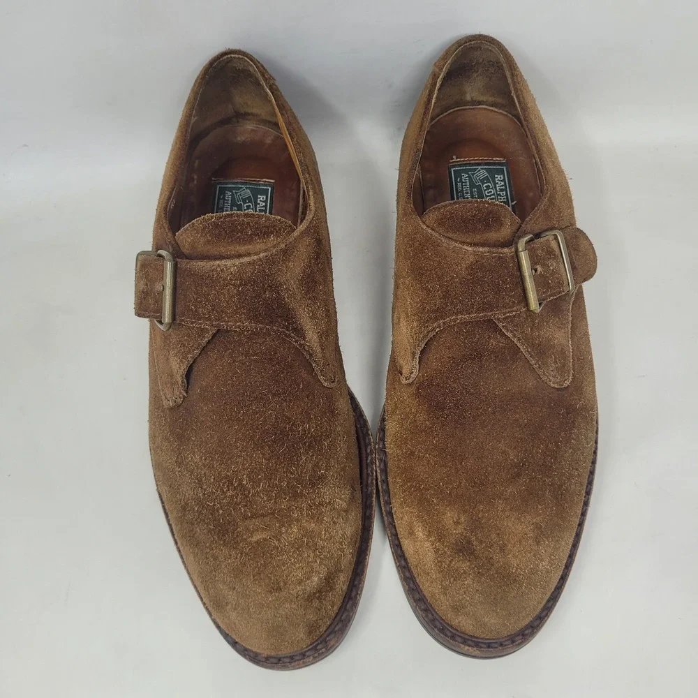 VTG Polo Ralph Lauren Country Shoes 9.5 Brown Suede Monk Strap Oxford Caldwell